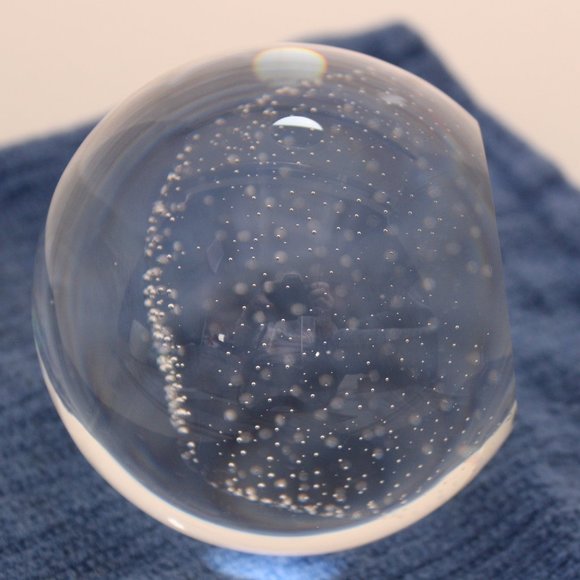 Vintage Paperweight Clear Art Glass Controlled Bubbles Round 3” Decor Sphere - Picture 9 of 9